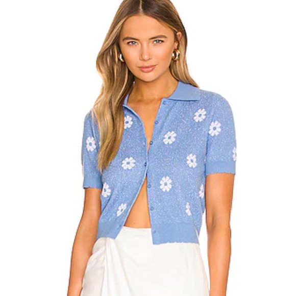 Revolve Blue Floral Women's Sweater - Picture 1 of 4